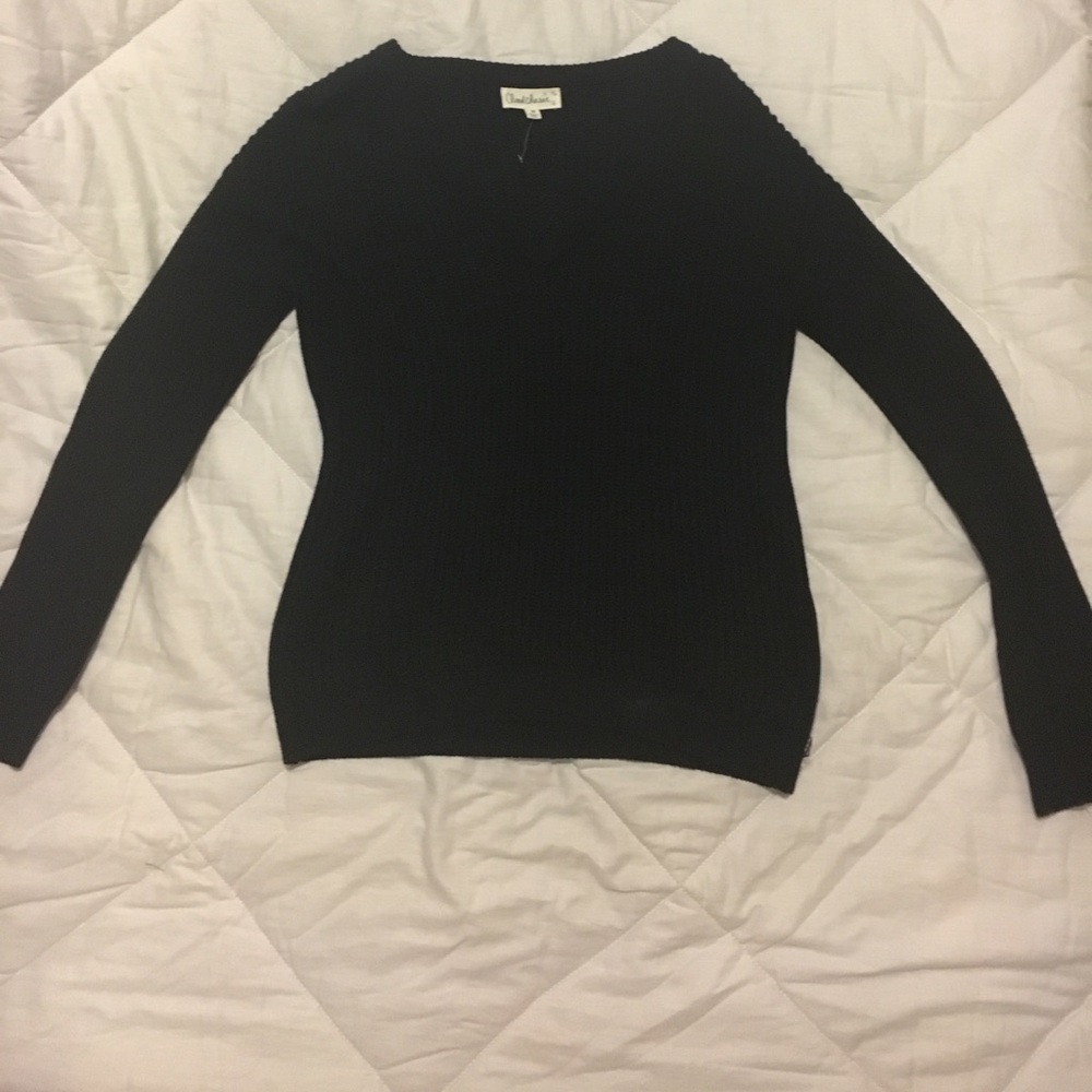 Black ribbed knit sweater