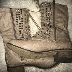 Silver Studded Combat Boots Size 8
