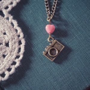 Handmade Brass Heart Camera Necklace