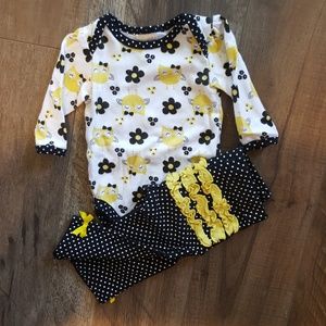 Black & Yellow Owl Long Sleeve Set