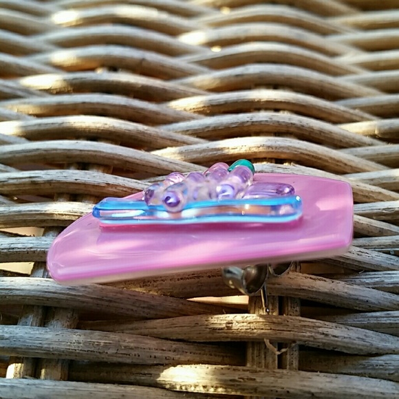 4/25♡Pink Retro Art Deco Earrings - Picture 5 of 7