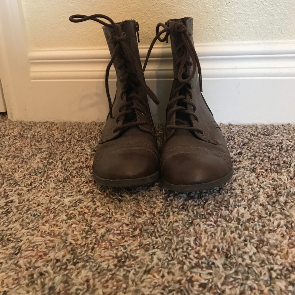Brown combat boots