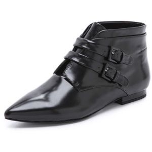 Jil Sander Navy double buckle ankle boots