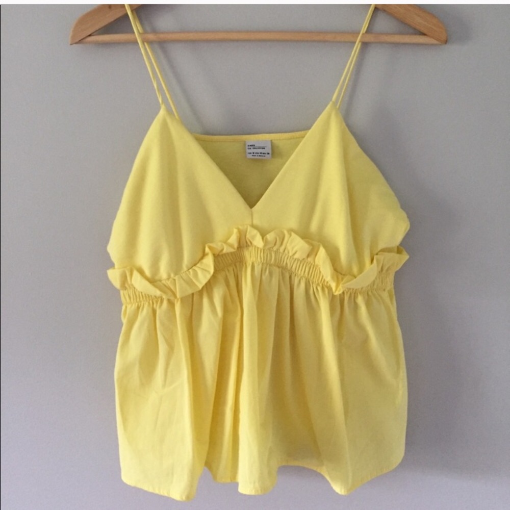 Zara yellow poplin spaghetti top