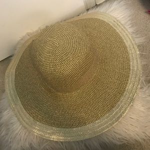 Charming Charlie's gold trimmed sun hat