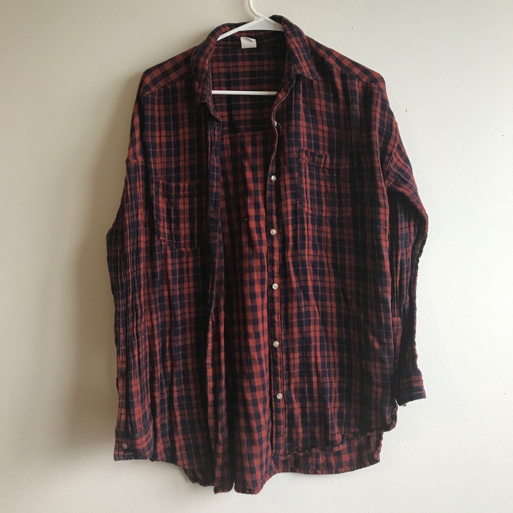 Navy and Burnt Orange Flannel