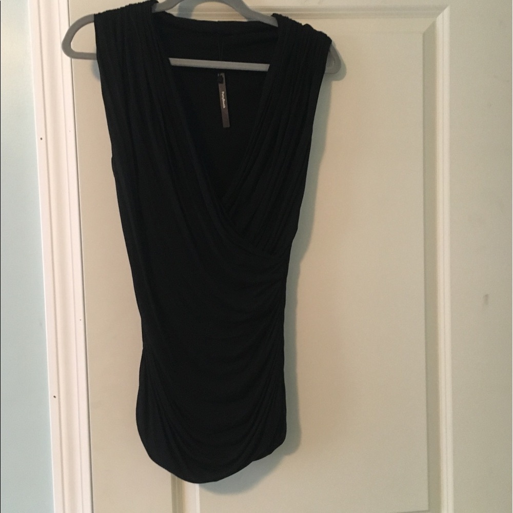 Sleeveless Faux wrap gathered top