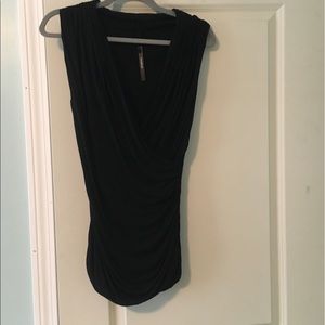 Sleeveless Faux wrap gathered top