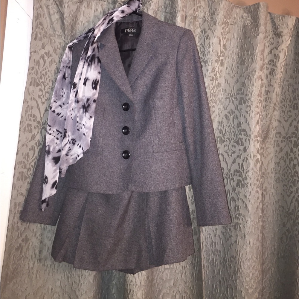 Kasper Skirt Suit with Scarf