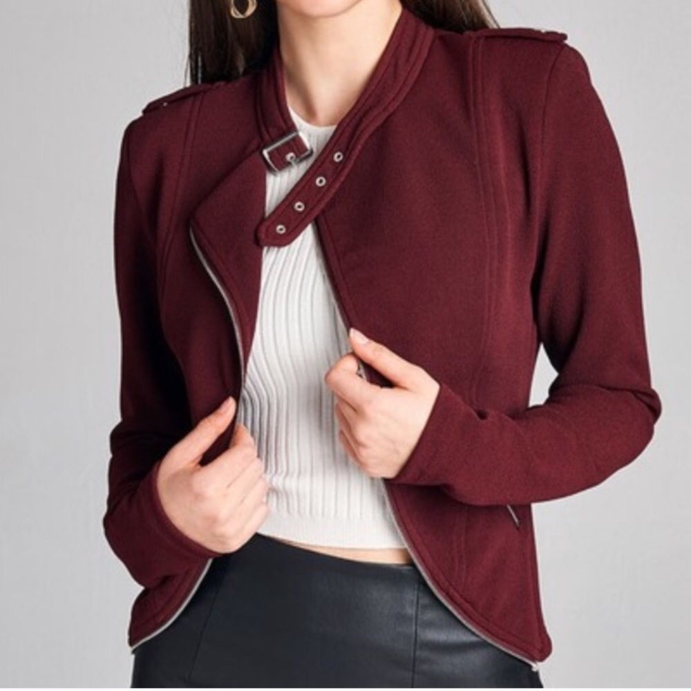 🍂Wine Moto Jacket🍂