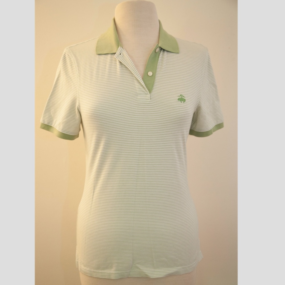 Brooks Brothers Women's Green Stripped Polo