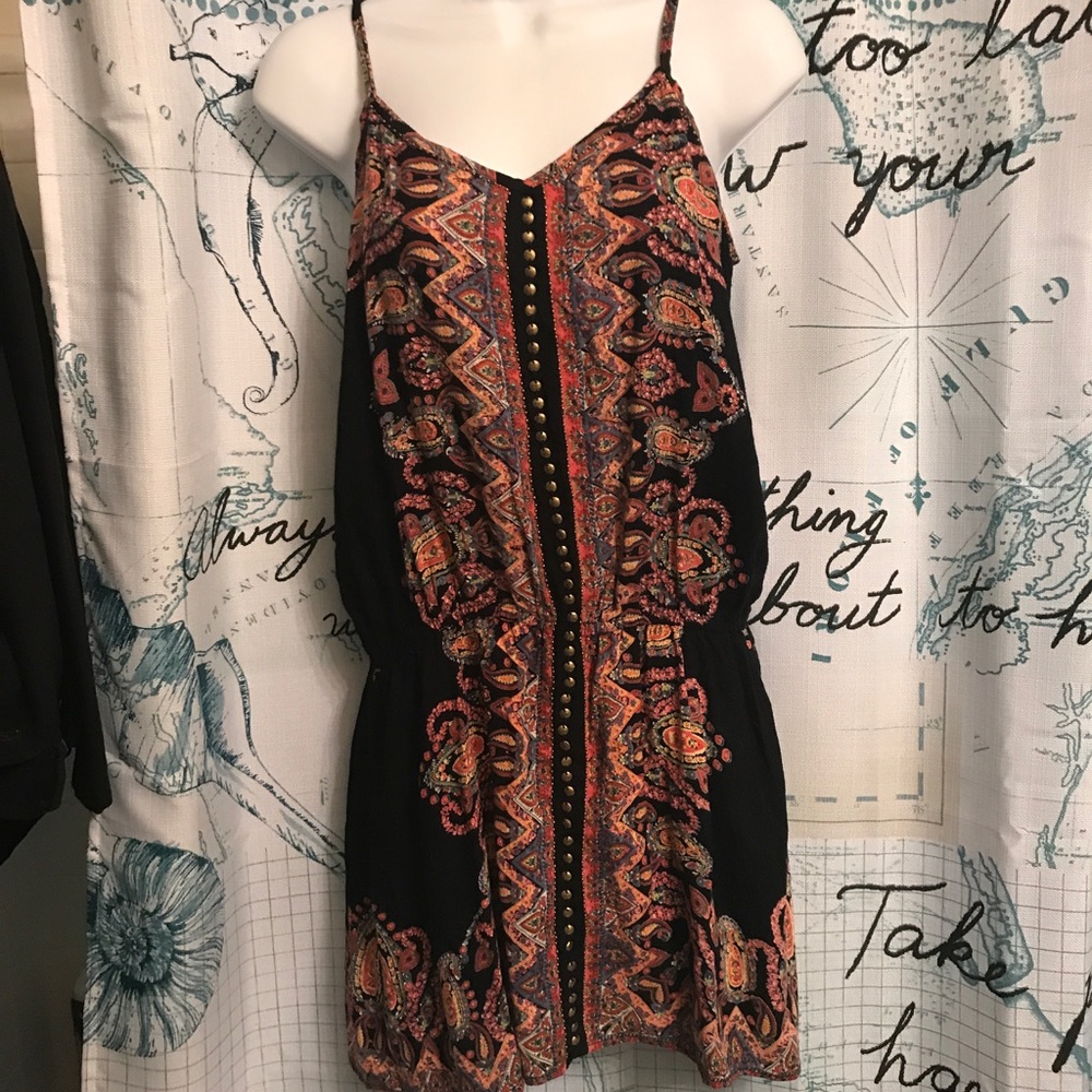 Orange Red and Gold Black Dress