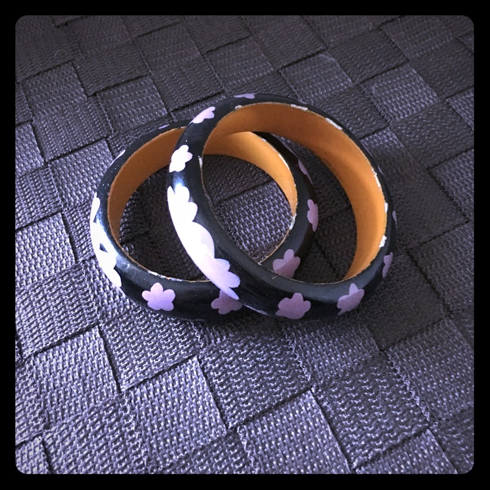 Set of 2 Wooden boho bangles