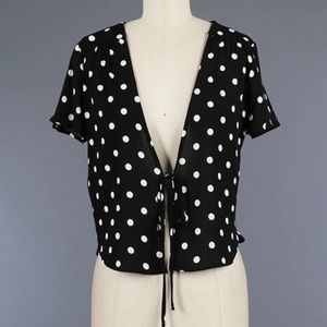 Breath of Youth Self Tie Polka Dot Top