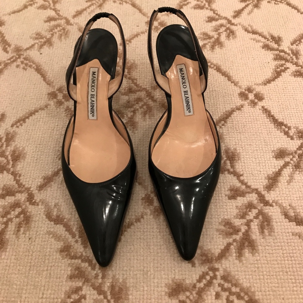 Manolo Blahnik black patent leather shoes