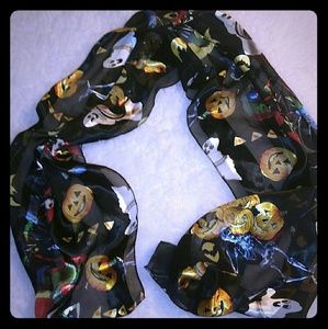 Vintage Halloween scarf vampire and Frankenstein