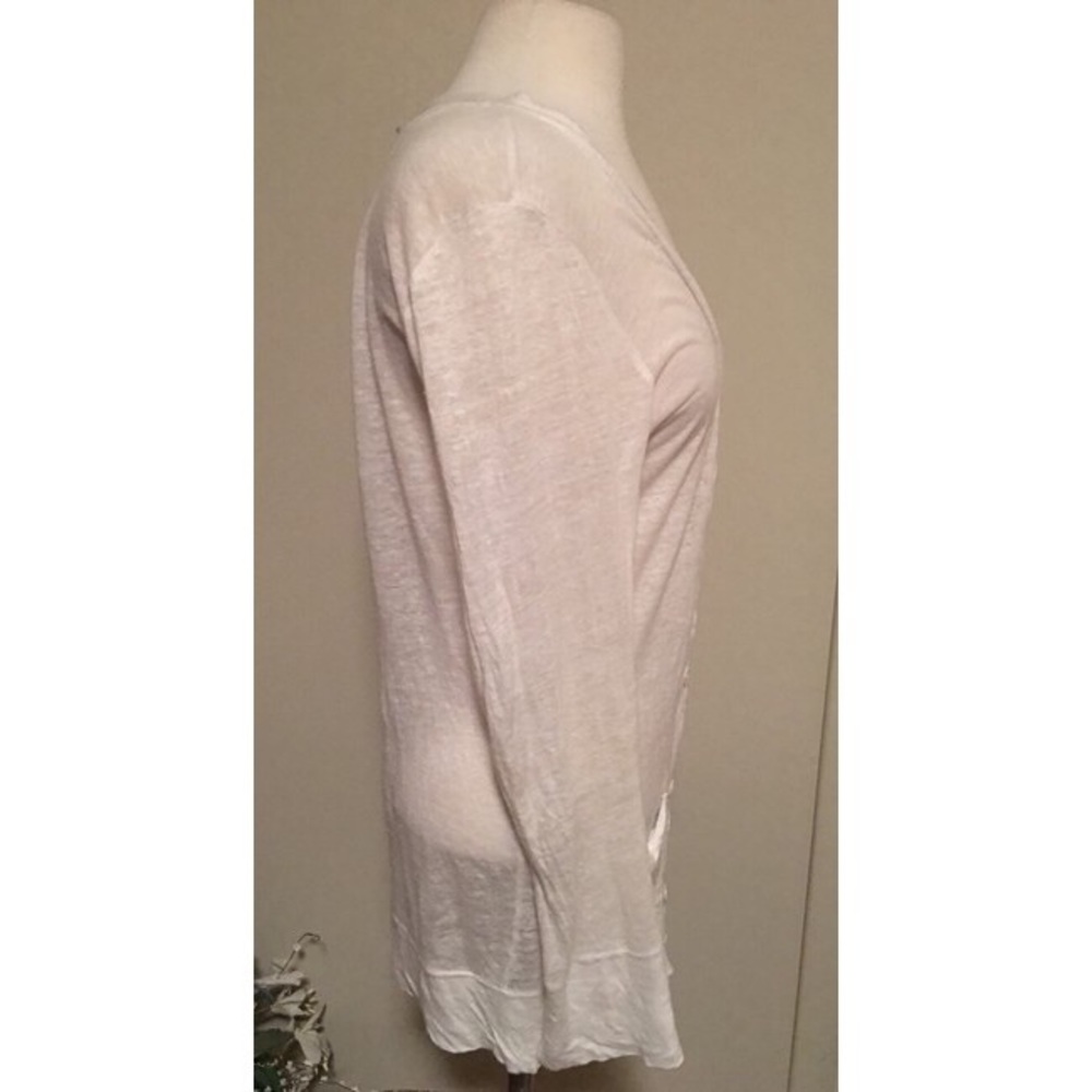 J.Crew linen ivory sheer L/S pockets cardigan - Picture 4 of 8