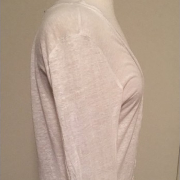 J.Crew linen ivory sheer L/S pockets cardigan - Picture 6 of 8