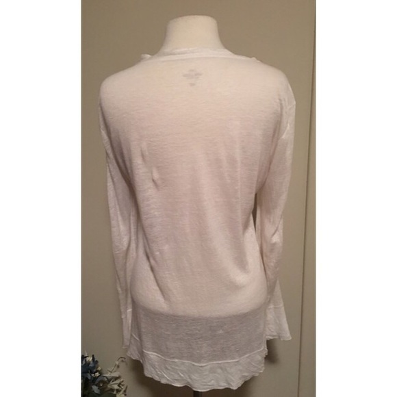 J.Crew linen ivory sheer L/S pockets cardigan - Picture 5 of 8