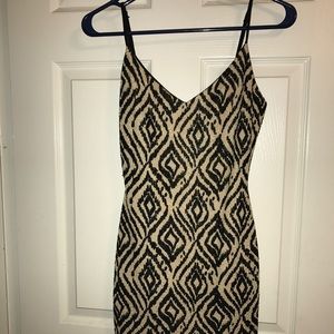 Mini gold and black fitted dress