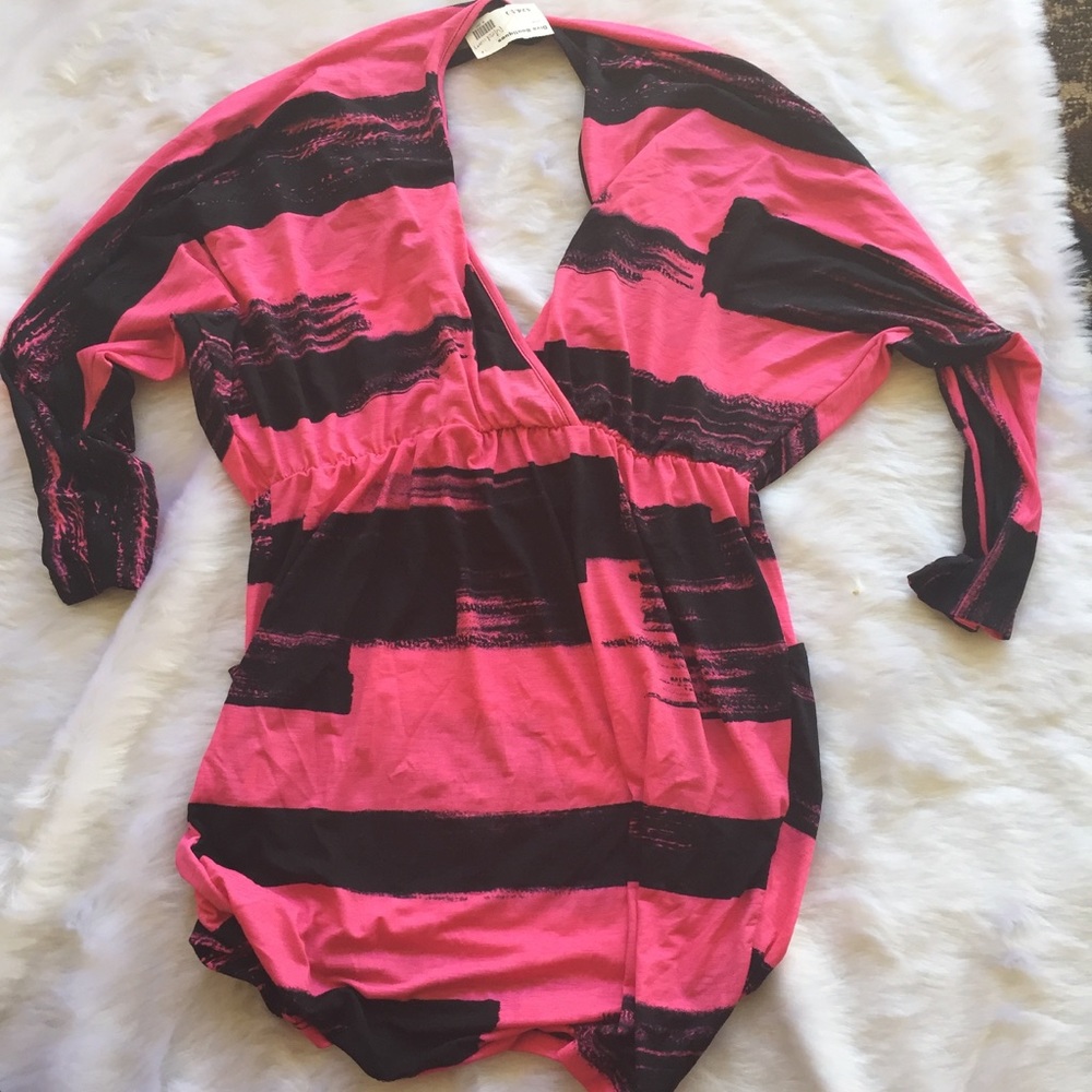 PINK AND BLACK PARTY BLOUSE