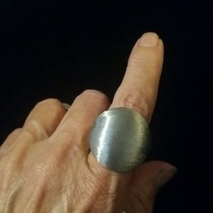 Brushed silver large ring