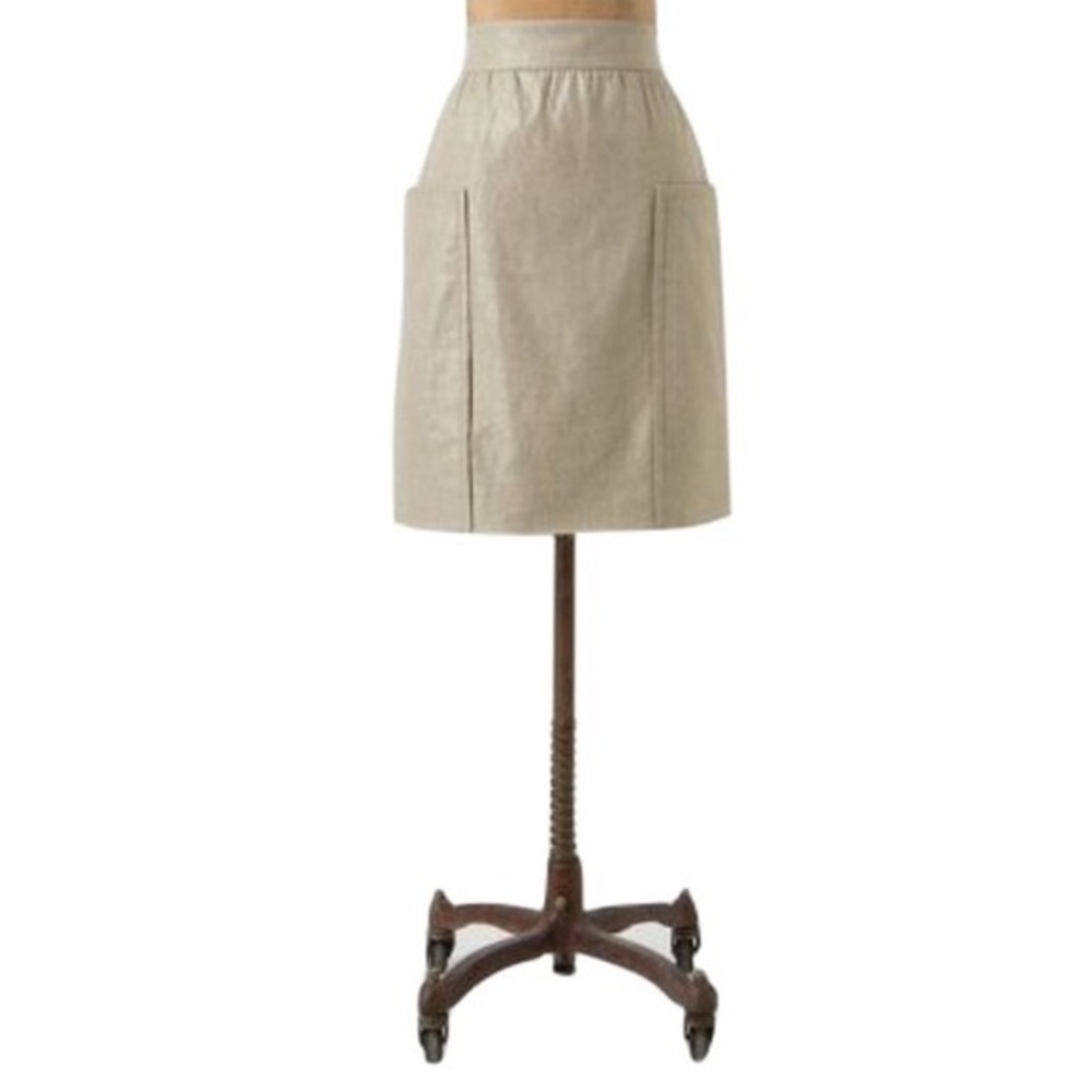 NWOT Anthropologie Champagne Gold Linen Skirt