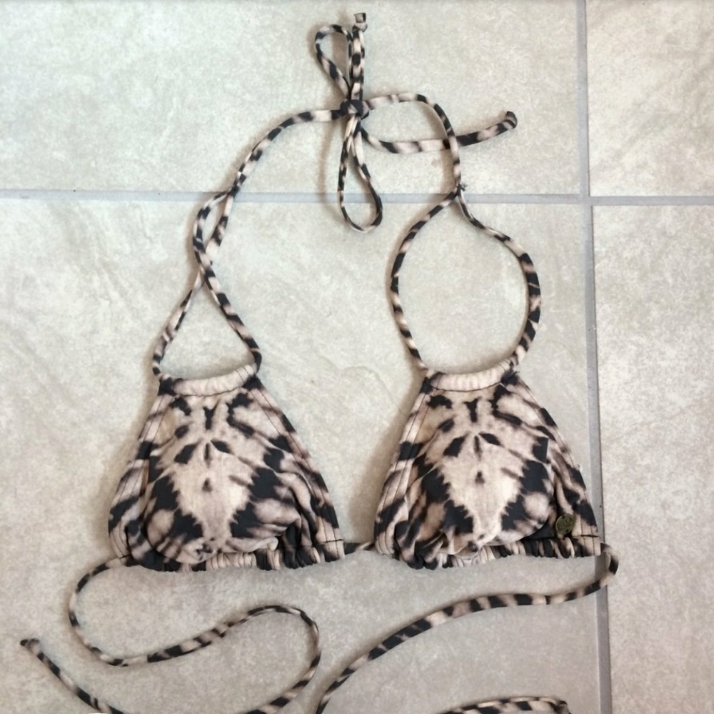 Billabong Re-Posh Abstract Tie Dye Bikini Top Brown Sand - Picture 2 of 4