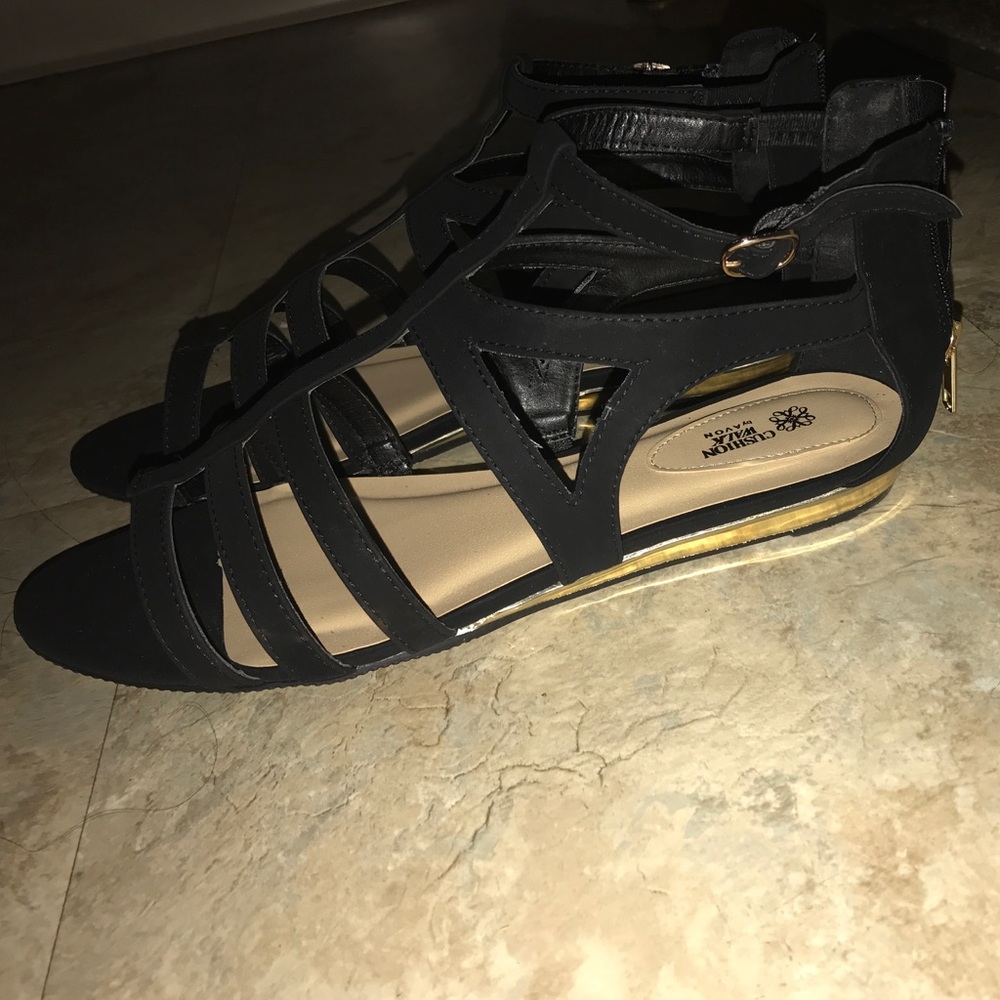 💕Black Faux Suede Sandals (wide width)💕