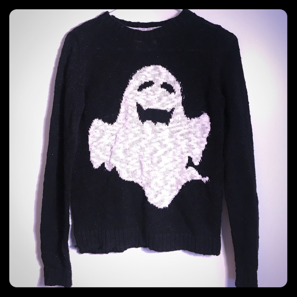 Japanese black knit ghost sparkle sweater