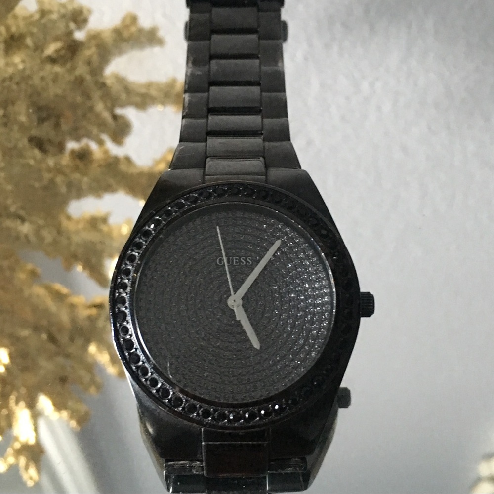Guess Watch With Black Rhinestones