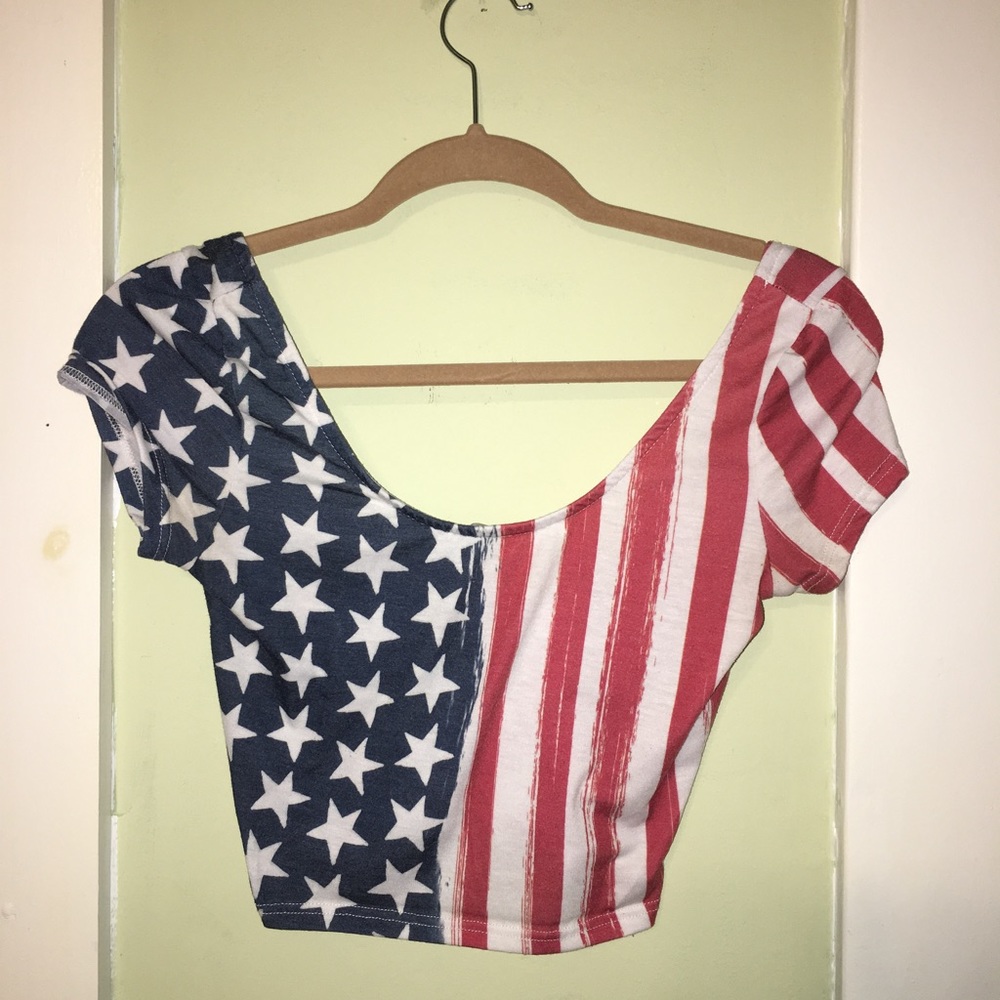 Charlotte Russe American Flag Crop Top Size M