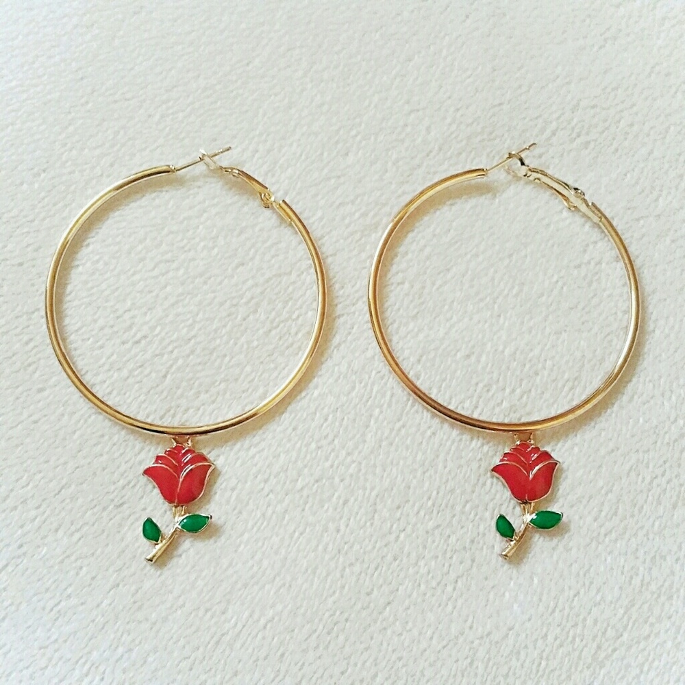 Rose hoop earrings