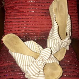 A2 by Aerosoles beige striped wedge sandal