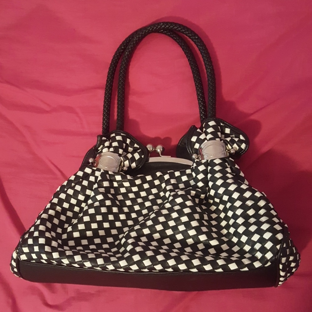 Black and white checkered purse