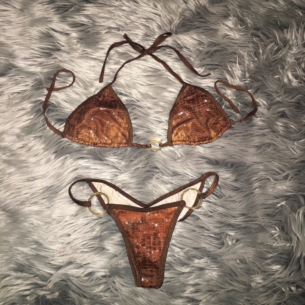 Brown snakesin swimsuit
