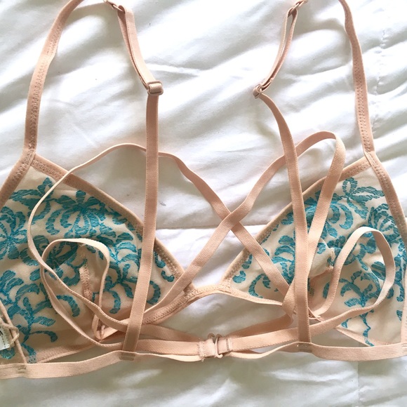 Forever 21 Nude &Blue Embroidered Strappy Bralette - Picture 2 of 5