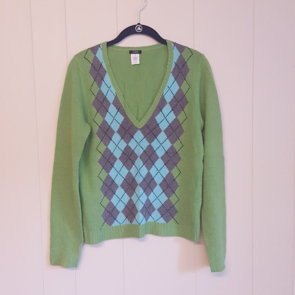 J.Crew green argyle sweater