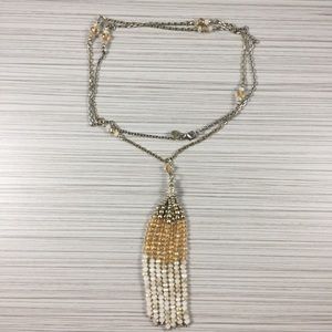 Ann Taylor Loft Beaded Tassel Necklace