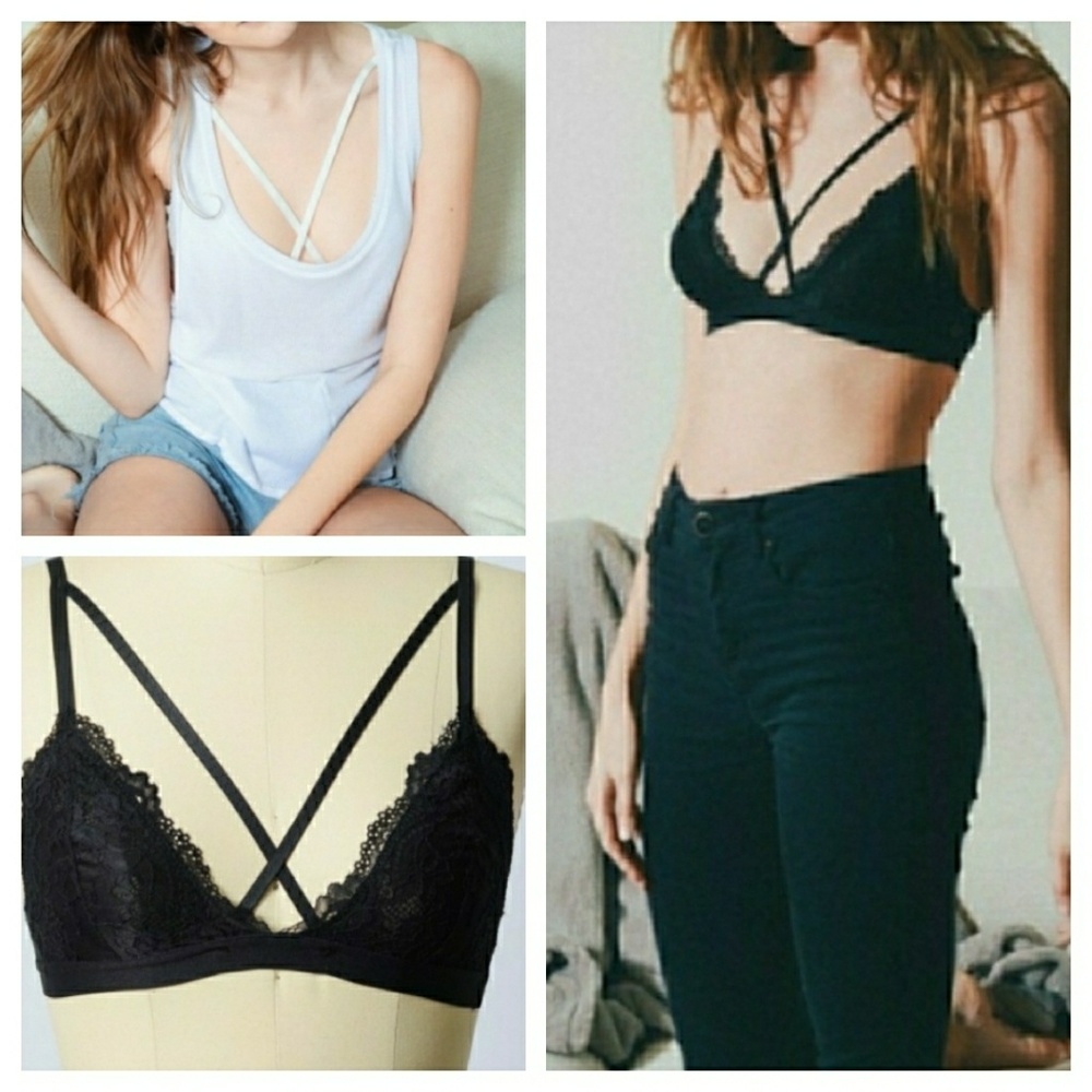 💋SALE- 2 LEFT - Center Cross Strap Lace Bralette