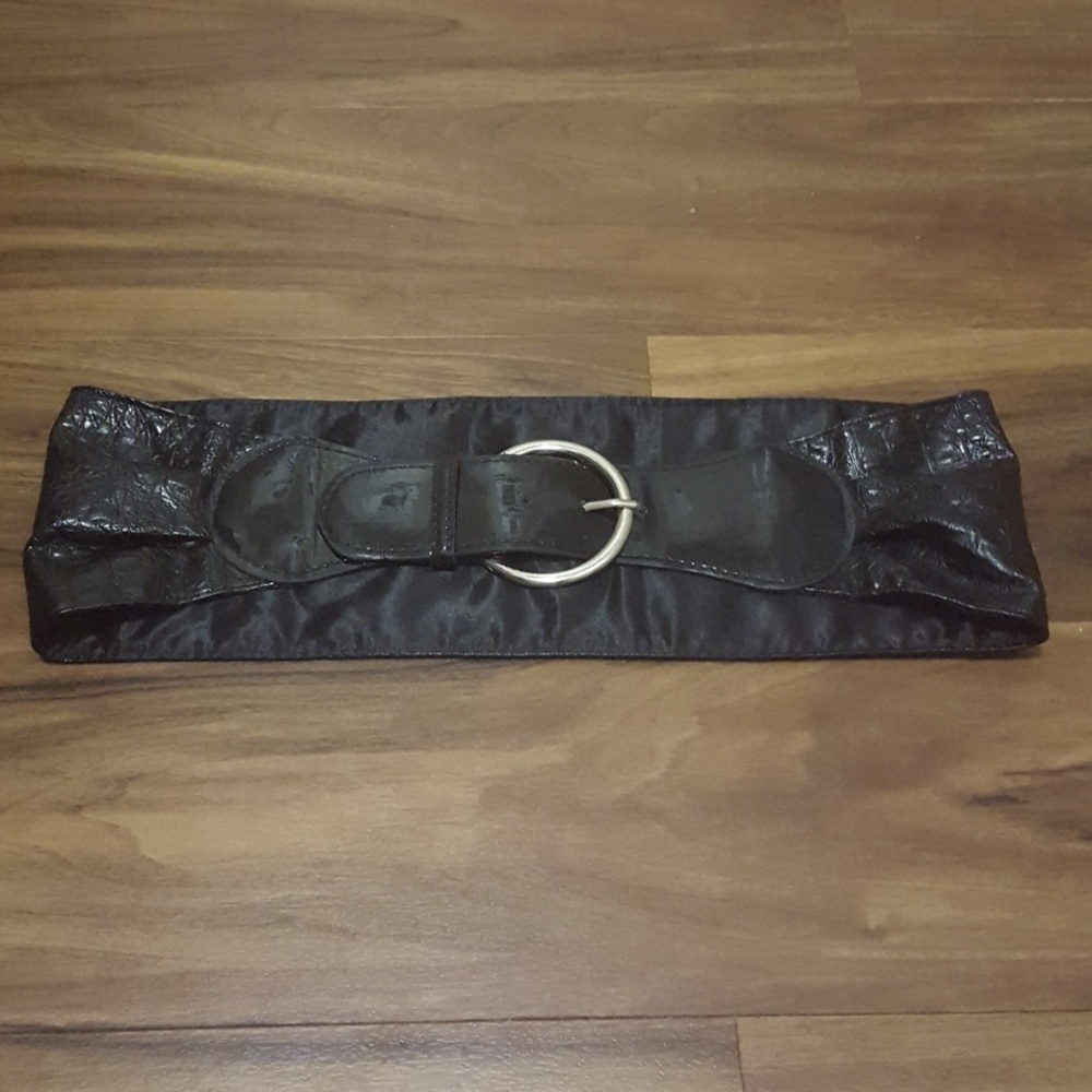 Black Textured Imitation Leather Belt