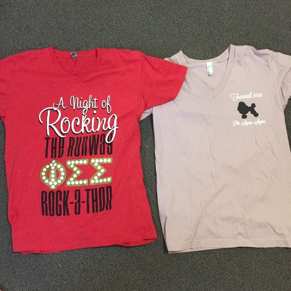 Phi Sigma Sigma V necks.
