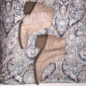 tan fringe booties