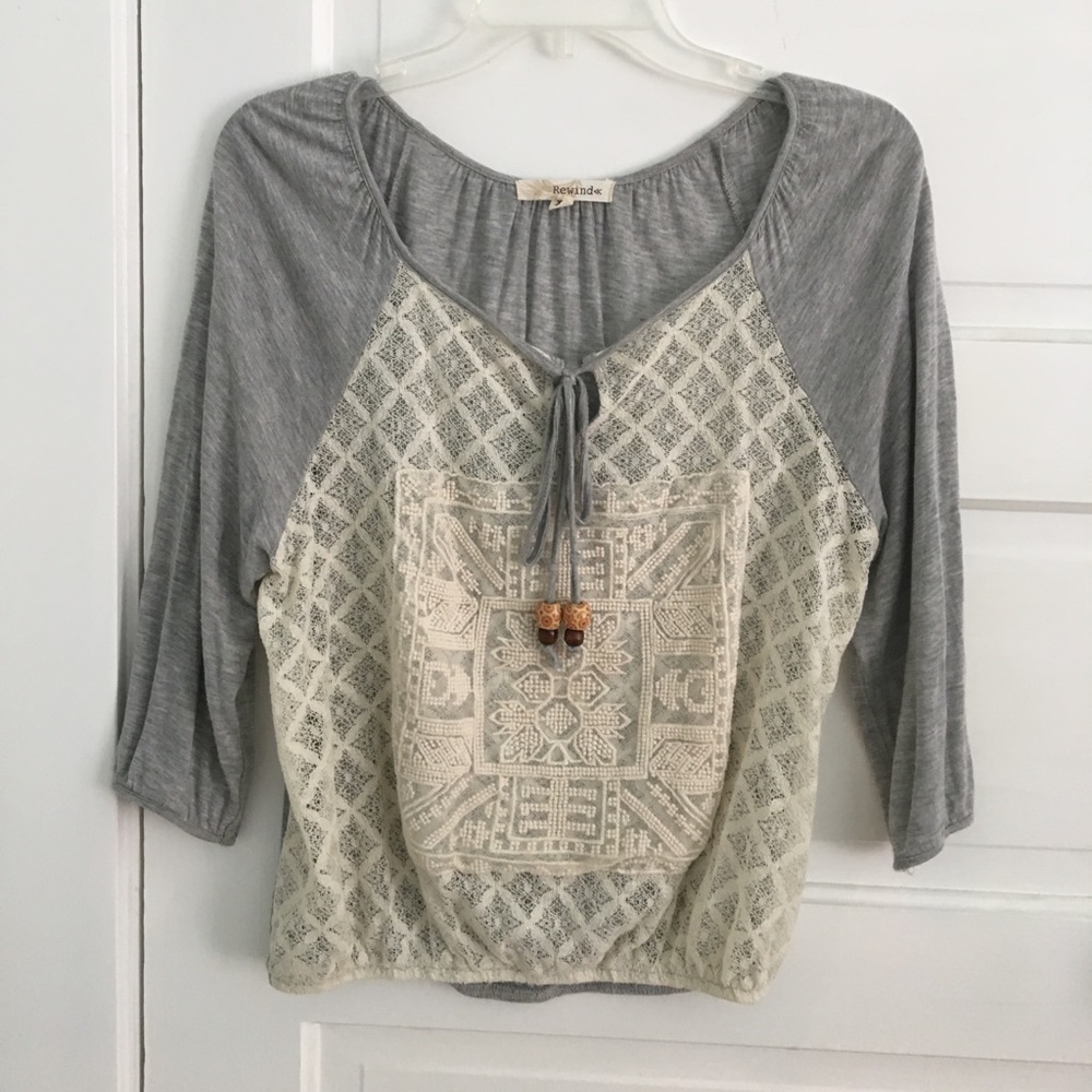 Laces and soft cotton pullover blouse.