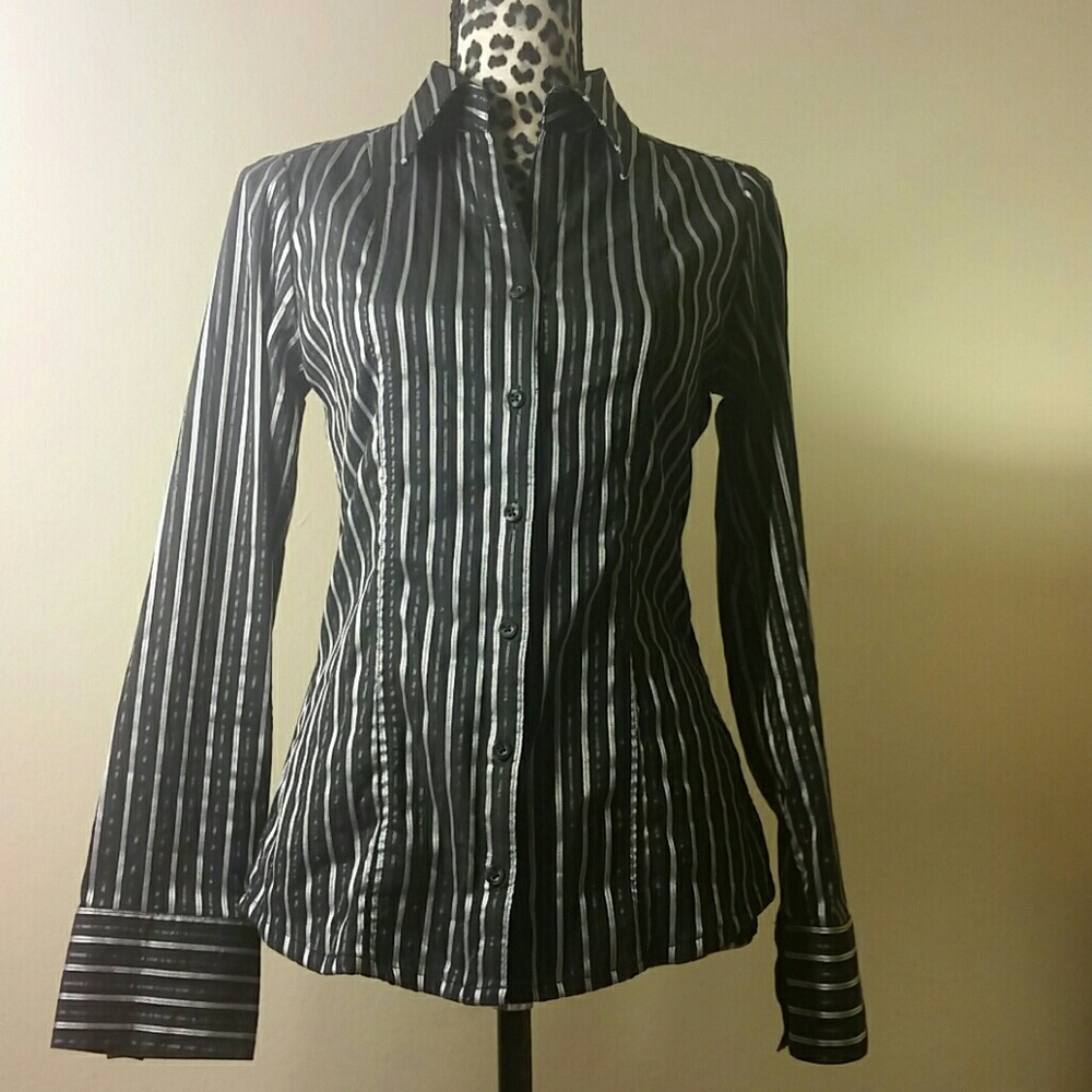 Zenana Outfitters Pinstriped button down shirt