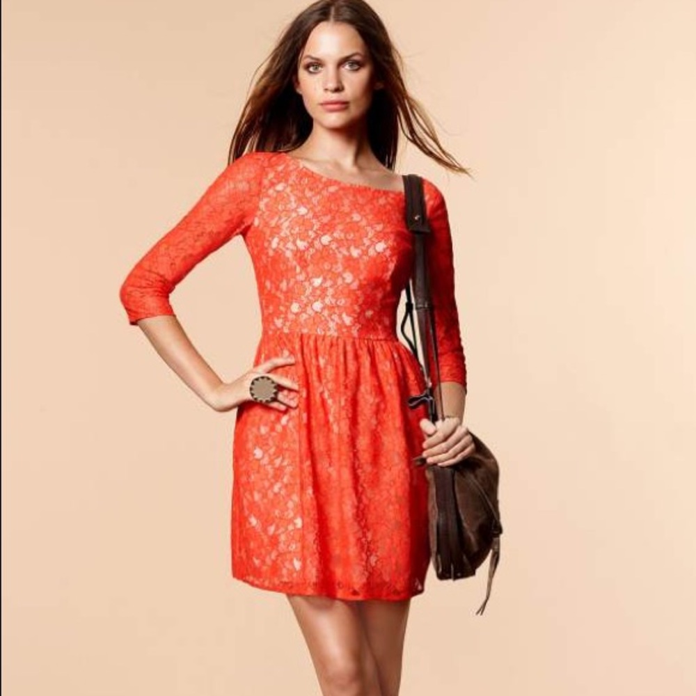 French Connection "Lizzie" Red Lace Dress