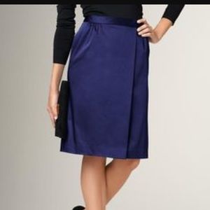 Talbots Rich Cobalt Satin Finish Wrap Skirt Sz 8