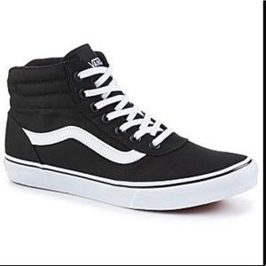 Black and white vans high tops canvas size 8