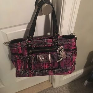 Coach purple and pink plaid bag