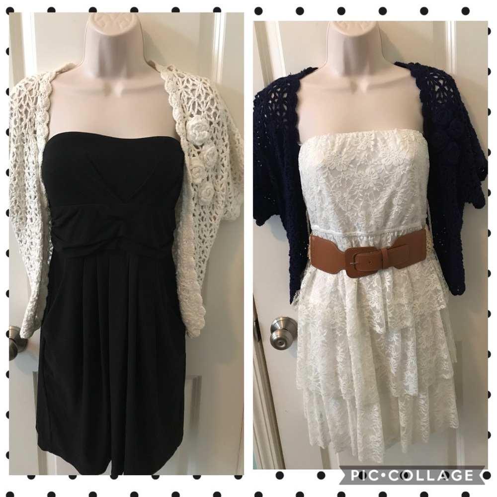 2 for $15NWOT White & Blue short sleeve shrug